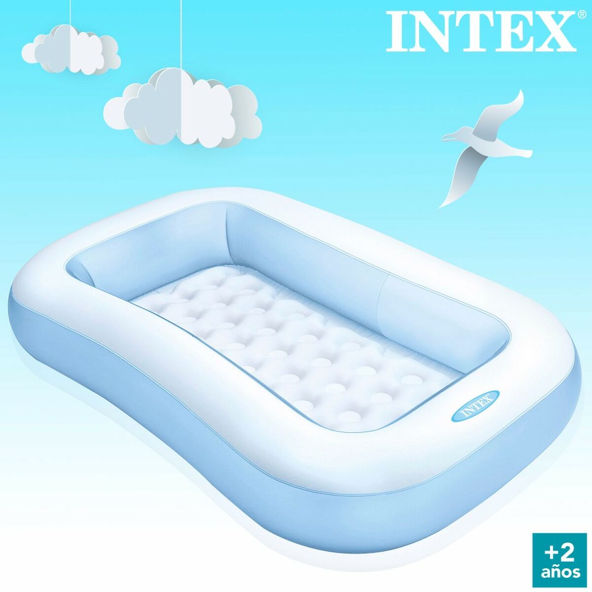 Piscina Gonfiabile per Bambini Intex Rettangolare Azzurro Bianco 166 x 25 x 100 cm 90 L (6 Unità)