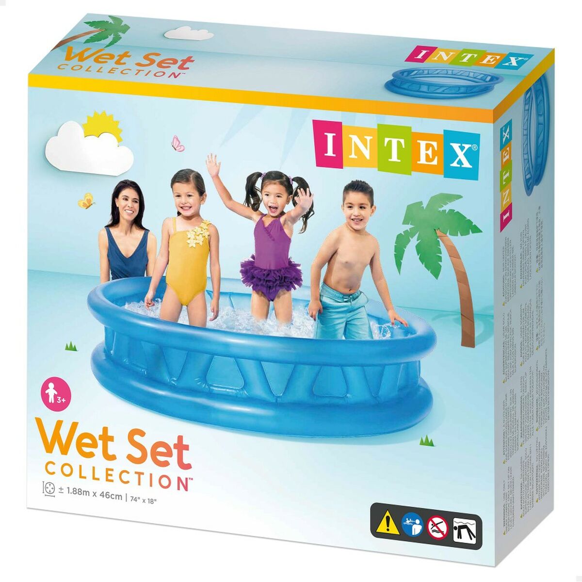 Piscina Gonfiabile per Bambini Intex Rotonda Azzurro 188 x 46 x 188 cm 790 L (3 Unità)
