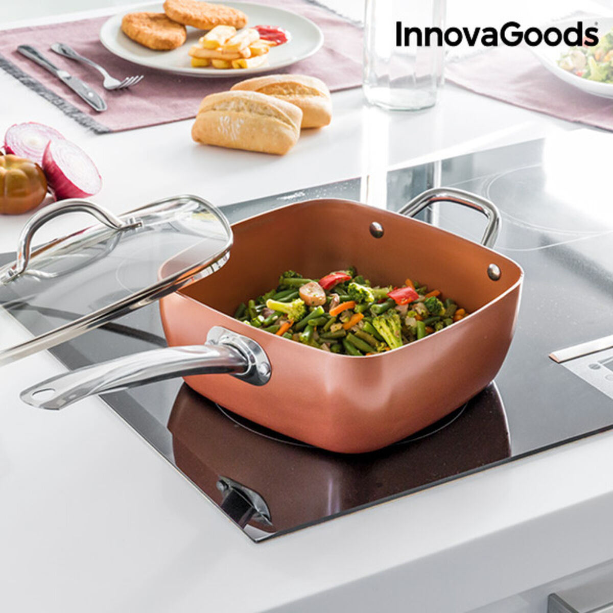 Set di Padelle Multiuso 5 in 1 Copper Coppans InnovaGoods 4 Pezzi