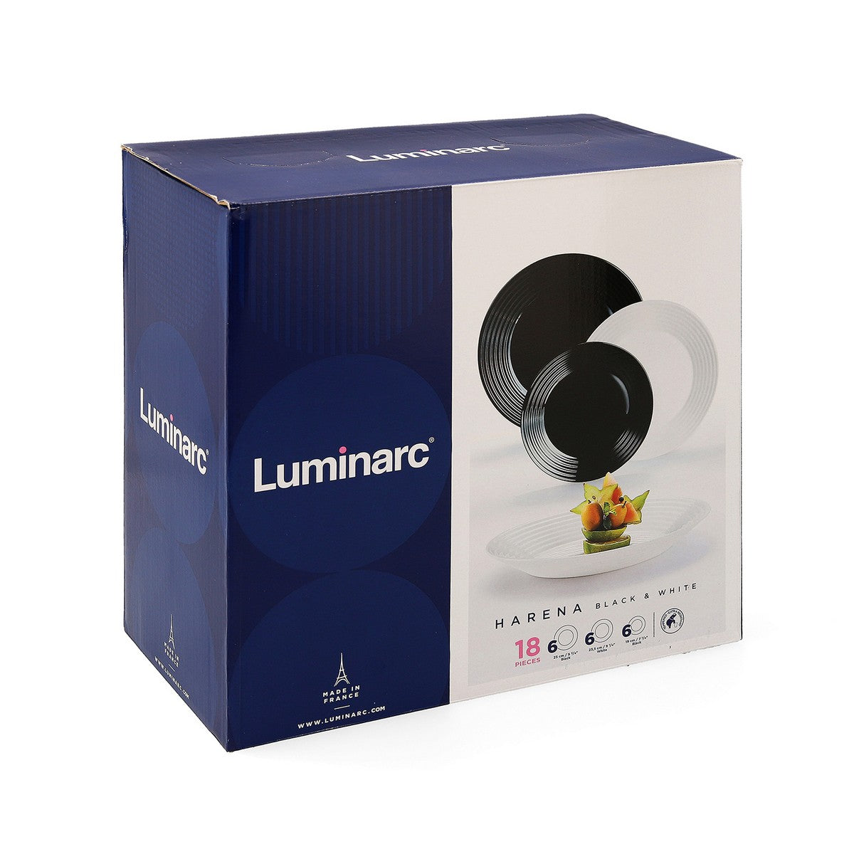 Servizio di Piatti Luminarc 1900 Vetro Bianco e nero (18 Pezzi)