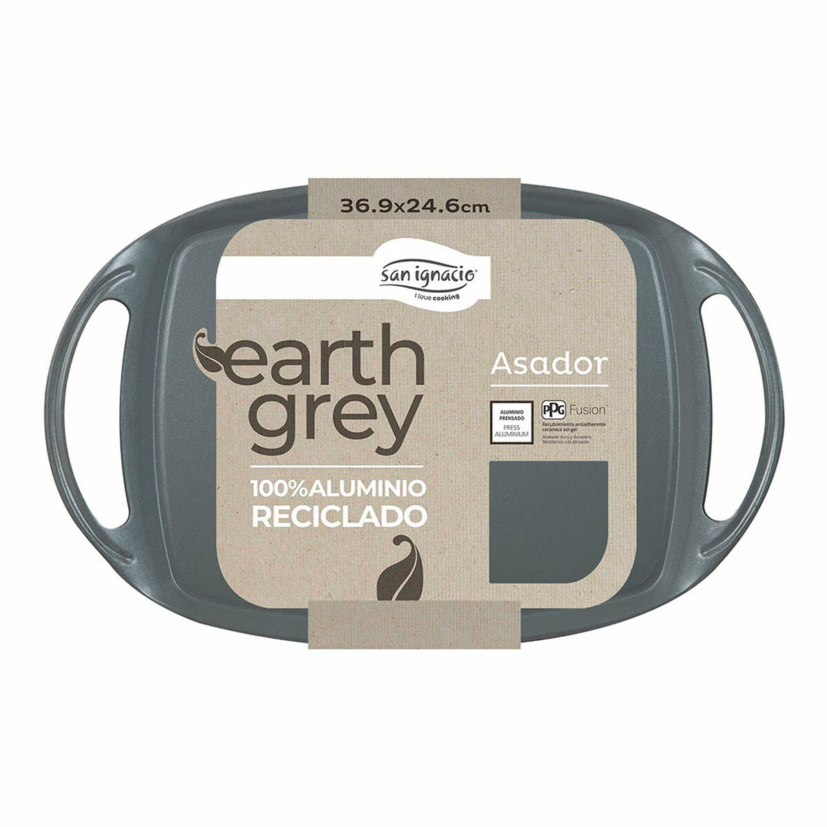 Griglia San Ignacio Earth Grey SG-6755 Grigio Alluminio Forgiato 36,9 x 24,6 cm Con manici