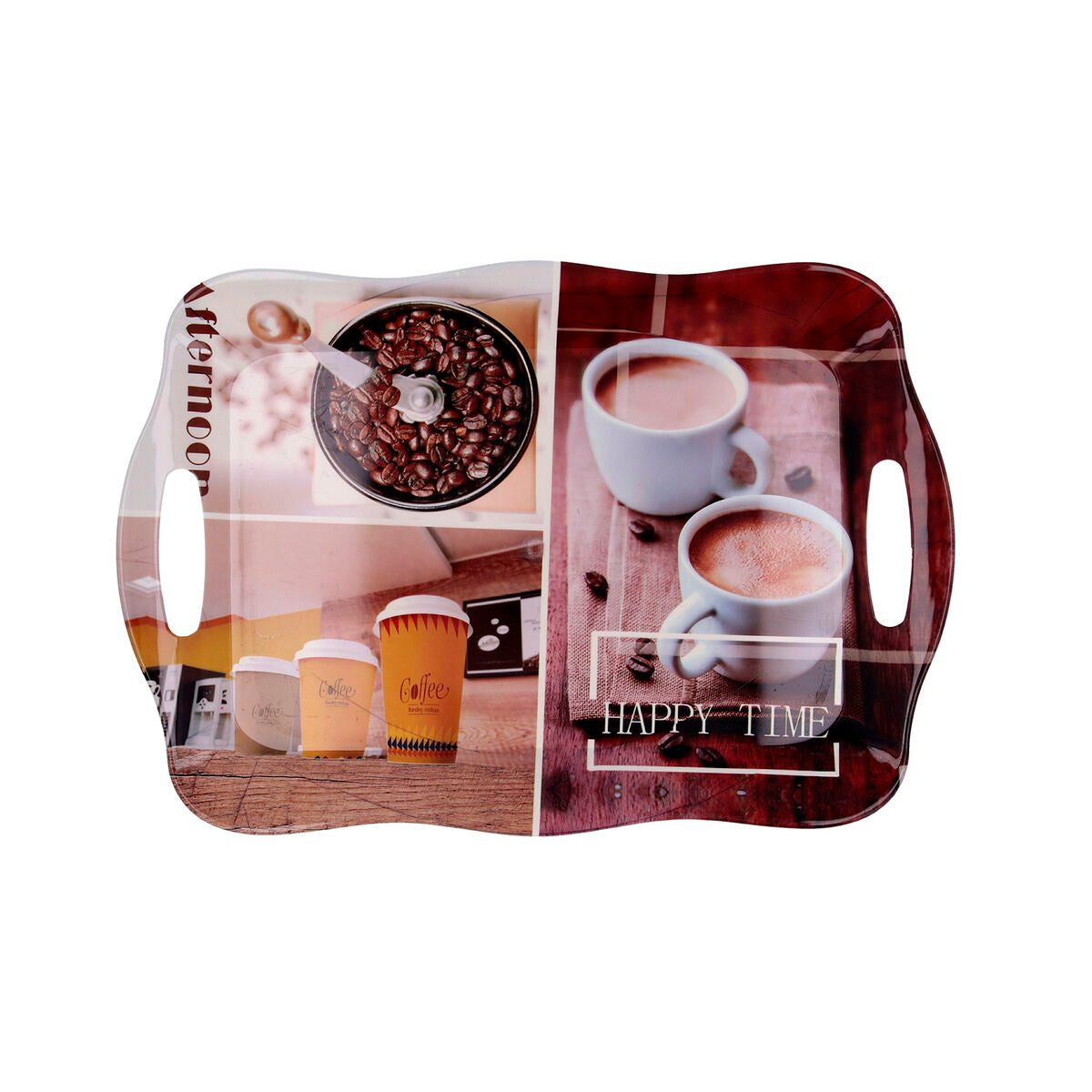 Vassoio per la colazione Quid Habitat Multicolore Plastica 34 x 25 x 2 cm Con manici Caffè (12 Unità)
