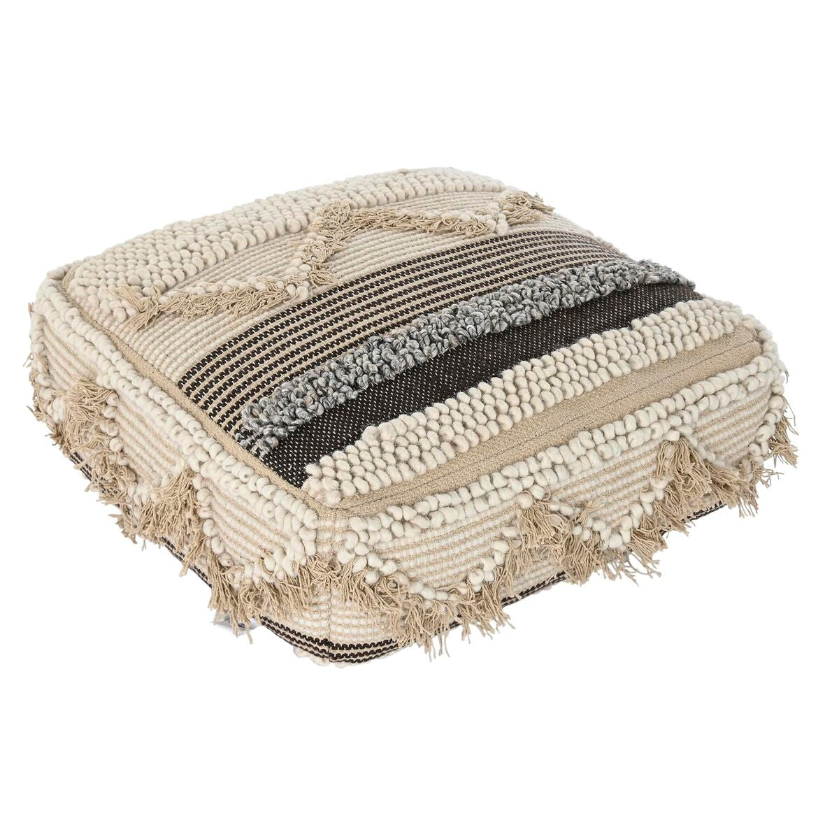 Cuscino DKD Home Decor Da terreno Righe Marrone Poliestere Cotone (60 x 60 x 25 cm)