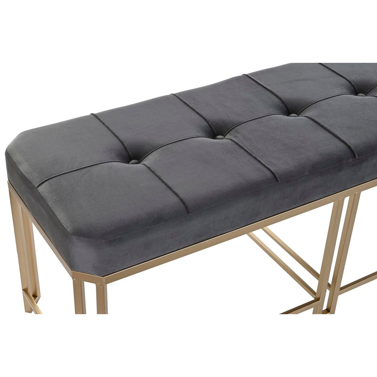 Panca DKD Home Decor   Grigio Metallo Velluto (120 x 40 x 47 cm)