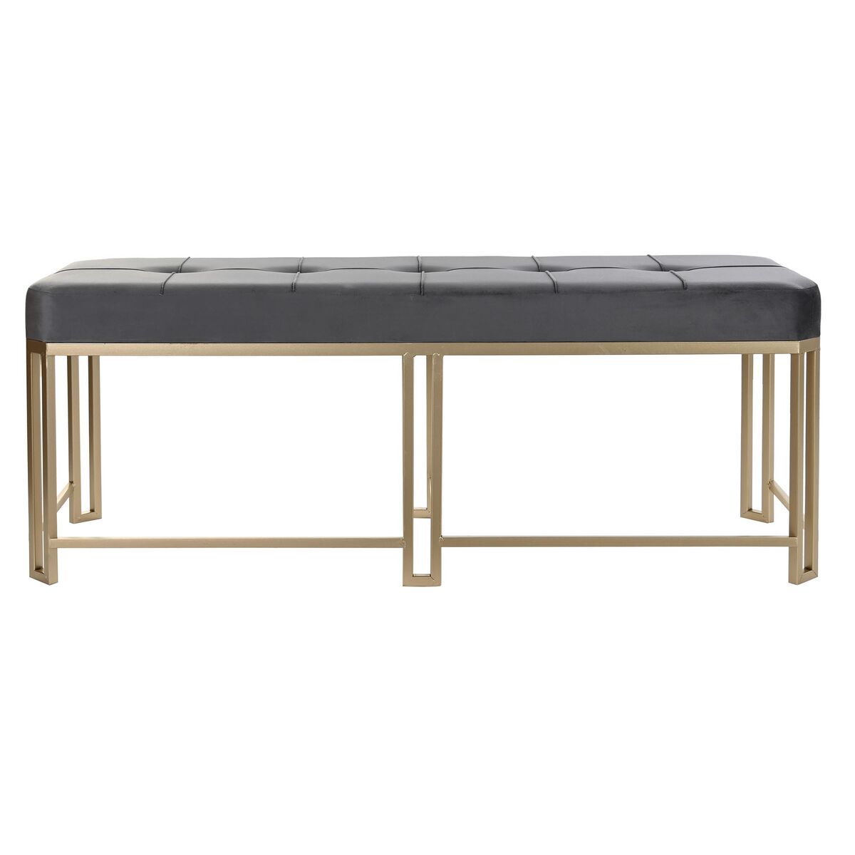 Panca DKD Home Decor   Grigio Metallo Velluto (120 x 40 x 47 cm)
