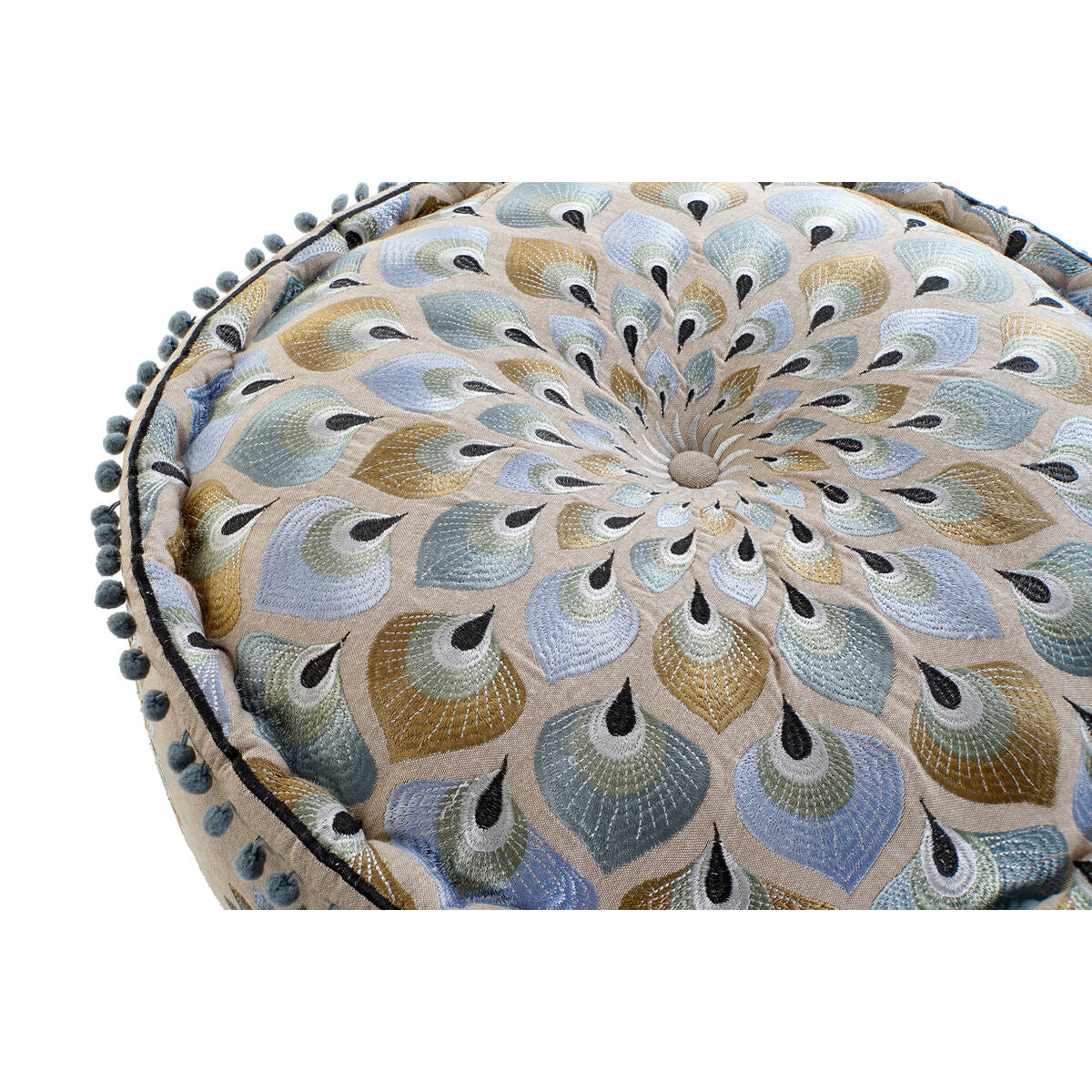 Puff DKD Home Decor Azzurro Beige 60 x 60 x 27 cm