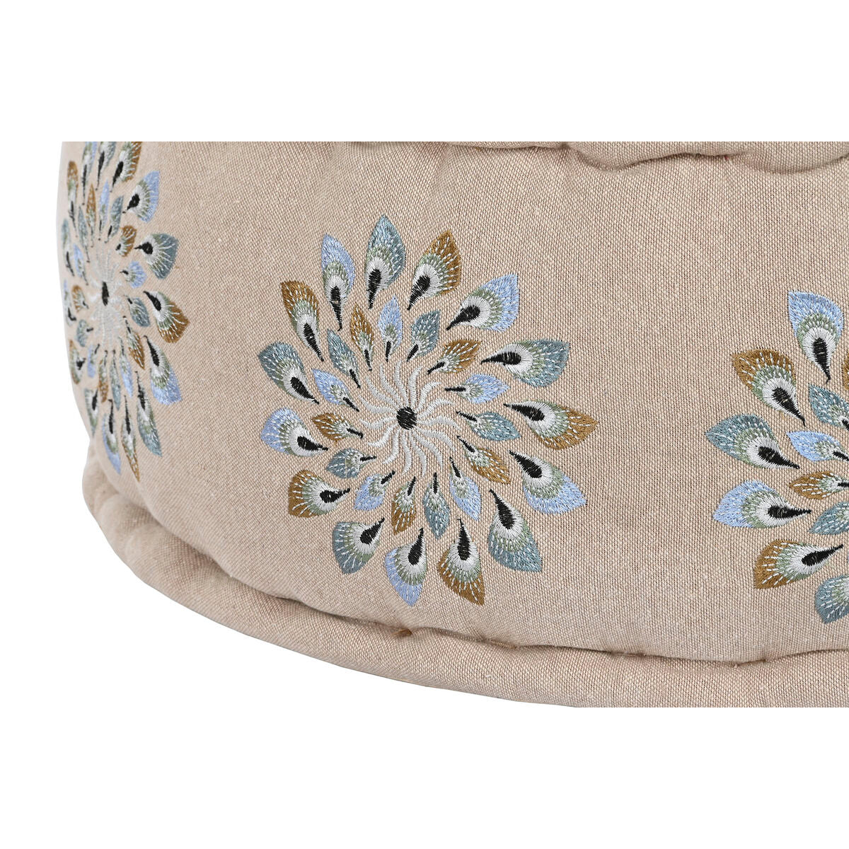 Puff DKD Home Decor Azzurro Beige 60 x 60 x 27 cm