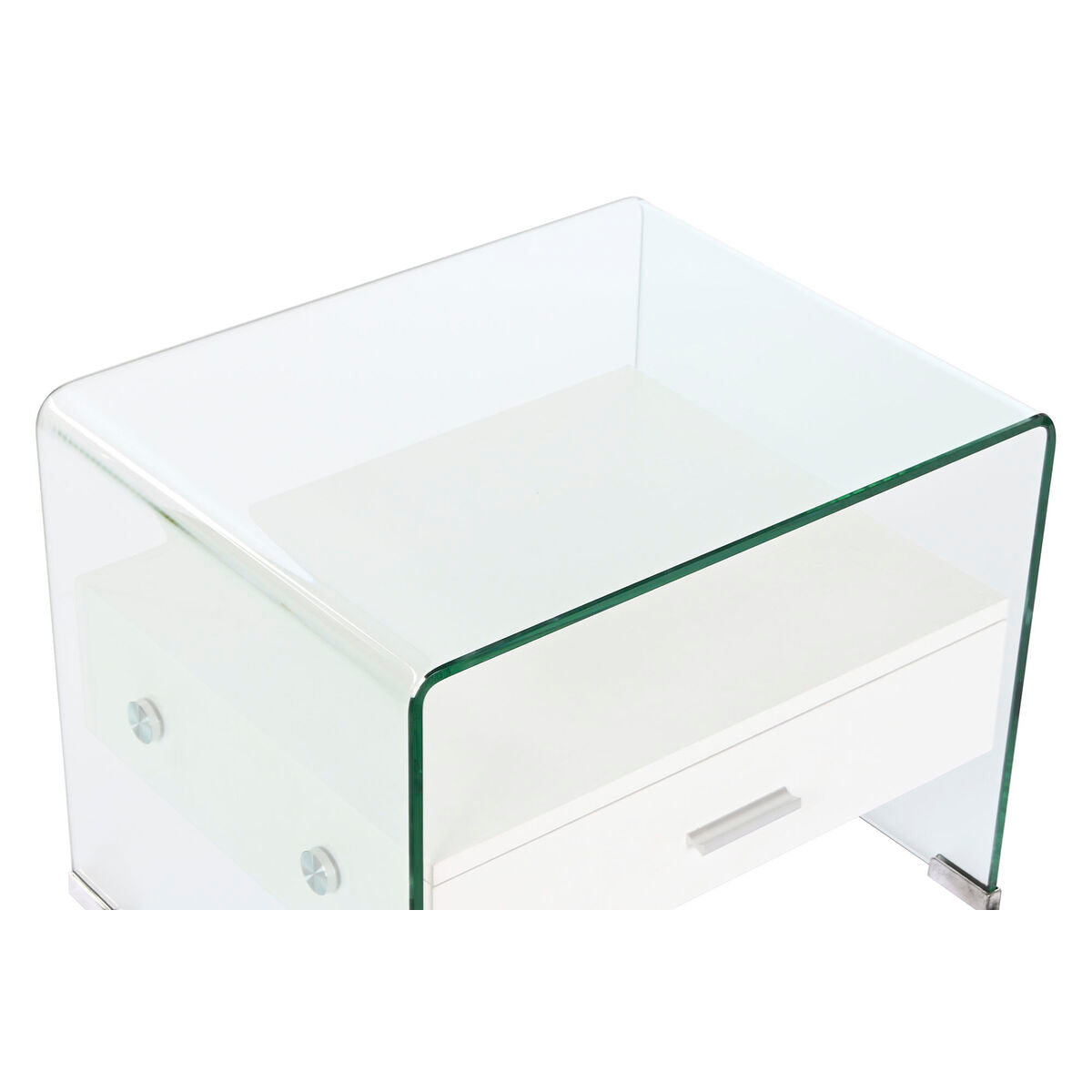 Comodino DKD Home Decor Bianco Trasparente Cristallo Legno MDF 50 x 40 x 45,5 cm