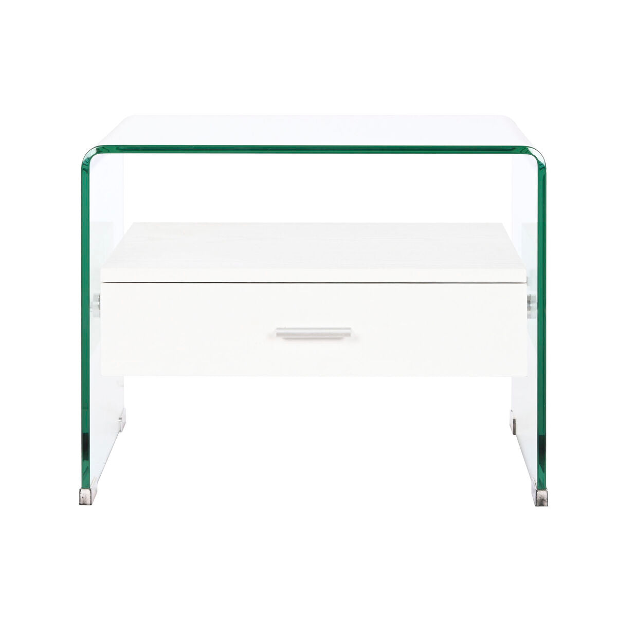 Comodino DKD Home Decor Bianco Trasparente Cristallo Legno MDF 50 x 40 x 45,5 cm