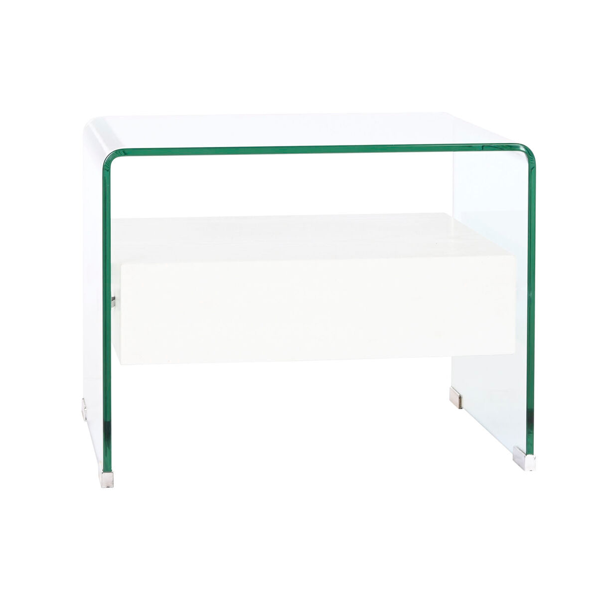 Comodino DKD Home Decor Bianco Trasparente Cristallo Legno MDF 50 x 40 x 45,5 cm