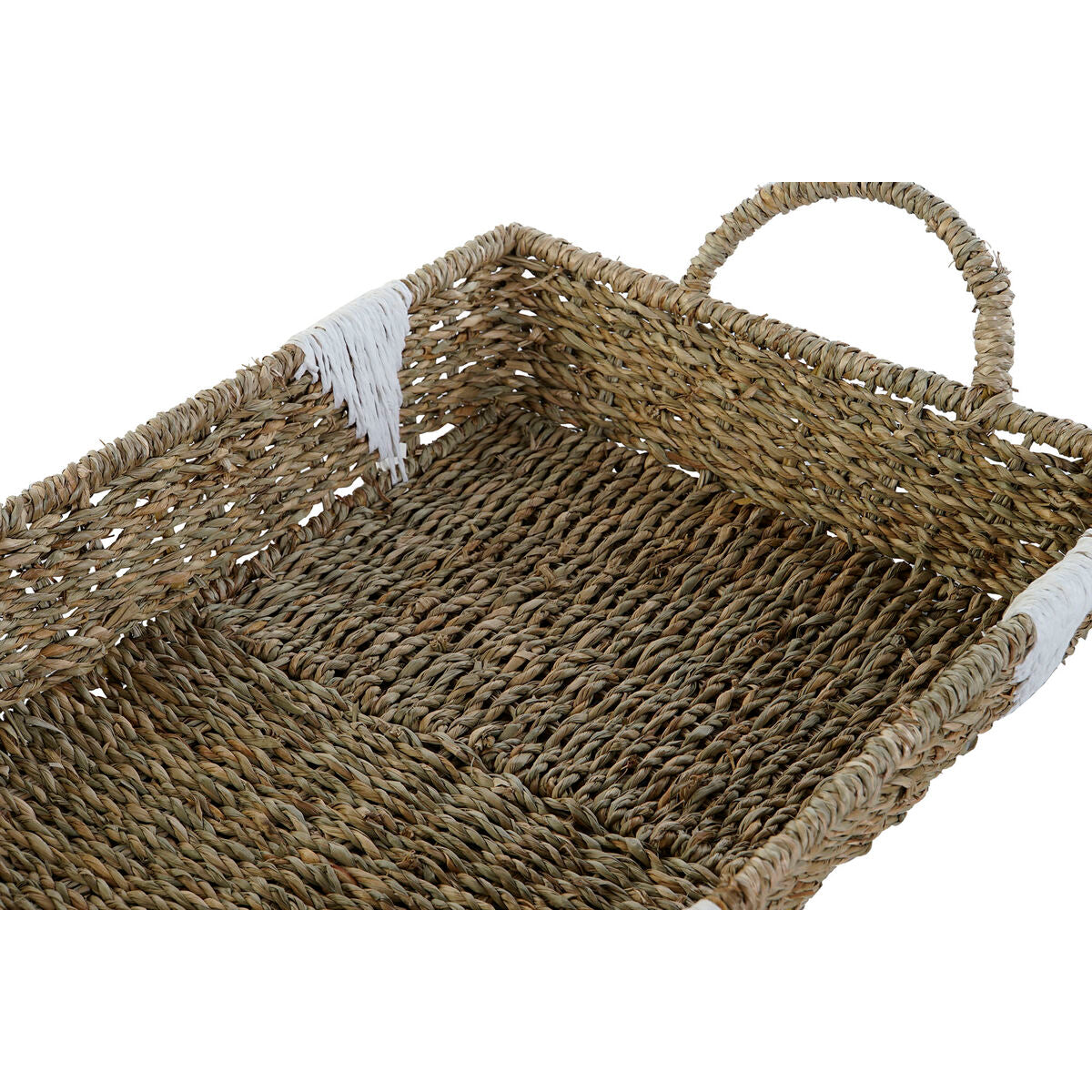 Set di Vassoi Home ESPRIT Bianco Naturale Metallo Boho 51 x 30,5 x 13 cm (3 Unità)