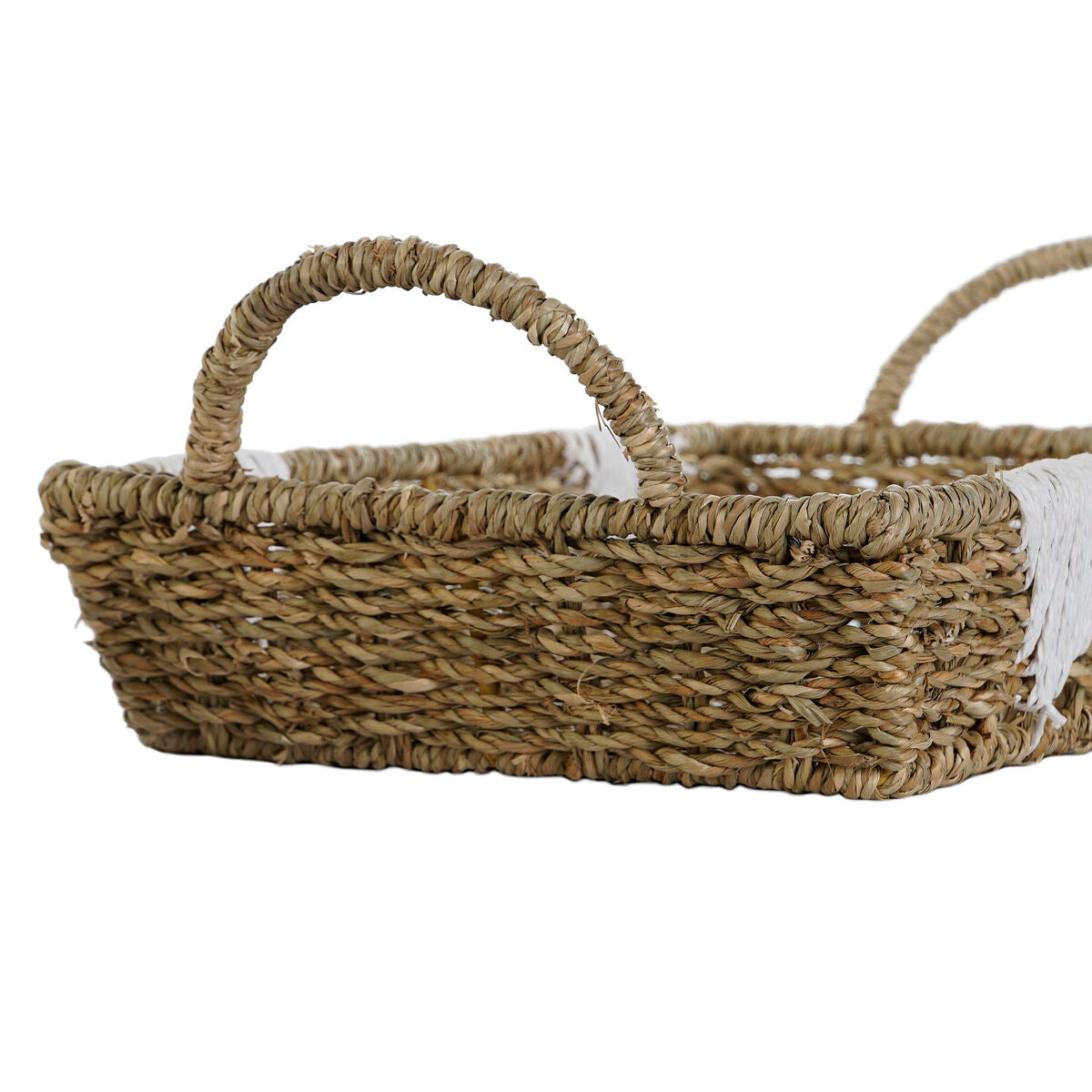 Set di Vassoi Home ESPRIT Bianco Naturale Metallo Boho 51 x 30,5 x 13 cm (3 Unità)