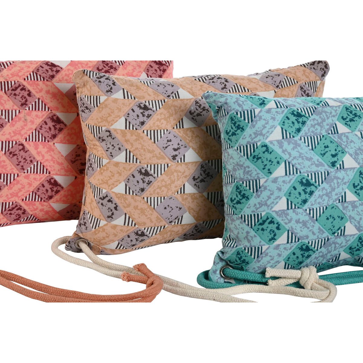 Cuscino Home ESPRIT Marrone Turchese Corallo 30 x 10 x 20 cm (3 Unità)