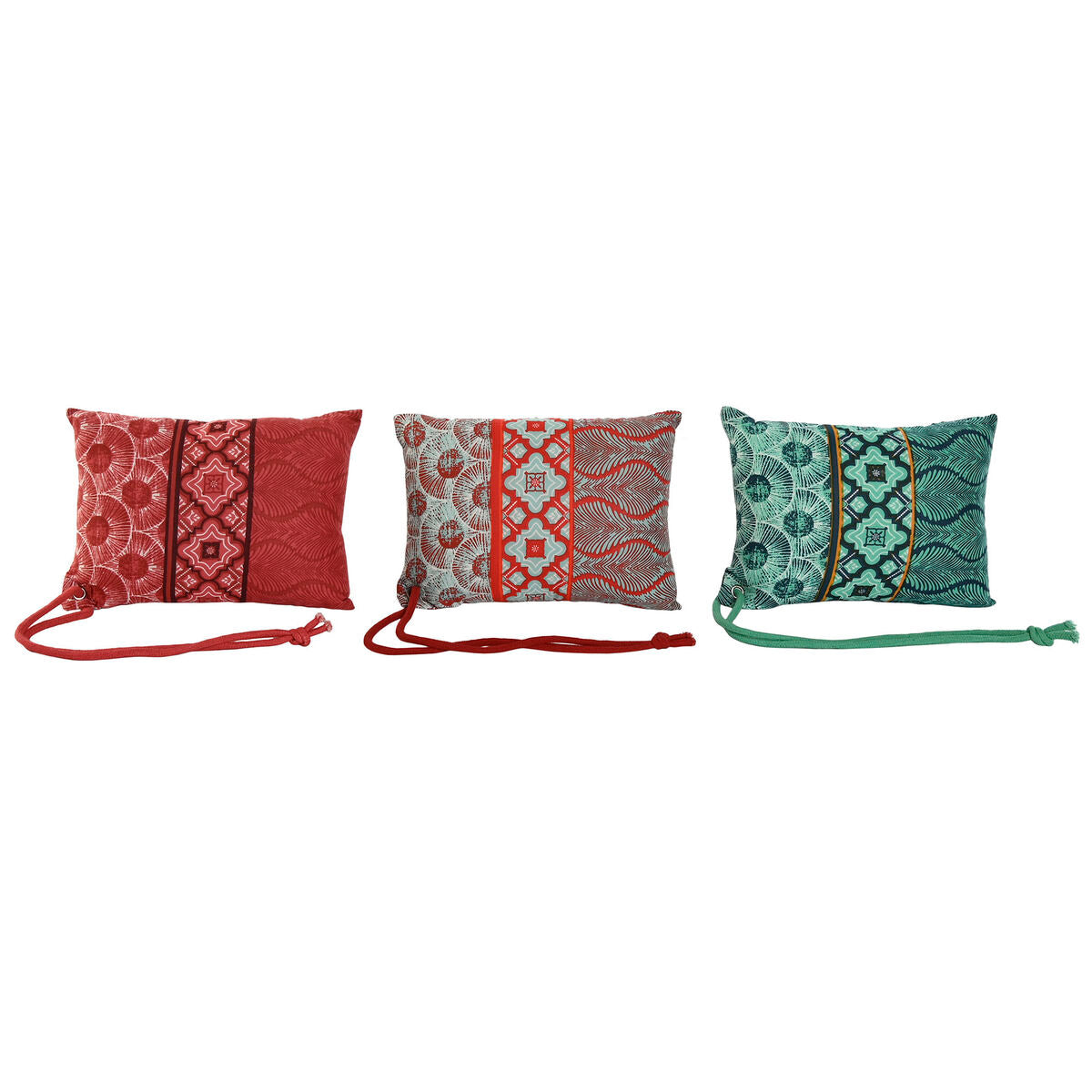 Cuscino Home ESPRIT Rosso Verde Corallo 30 x 10 x 20 cm (3 Unità)