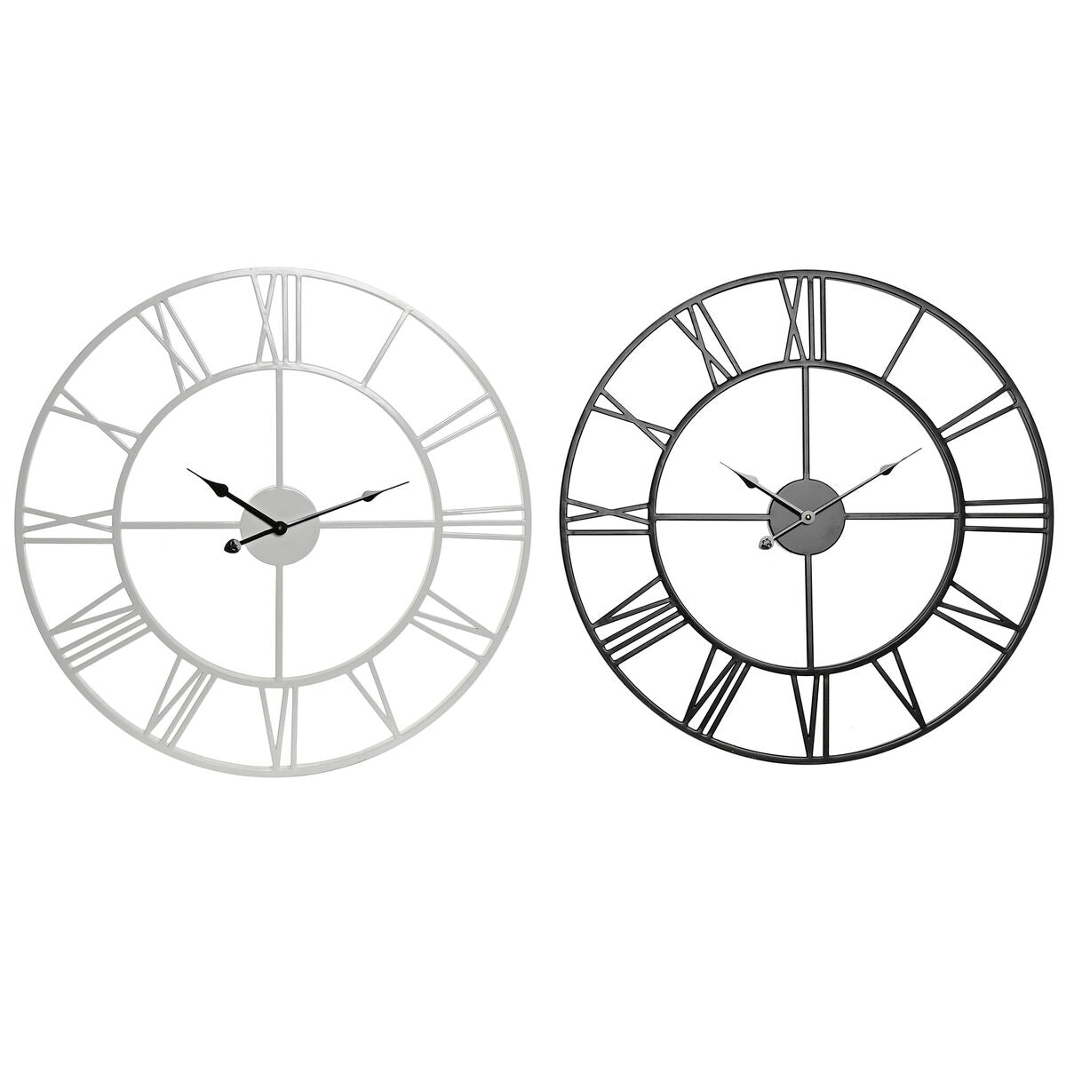 Orologio da Parete Home ESPRIT Bianco Nero Metallo 60 x 3 x 60 cm (2 Unità)