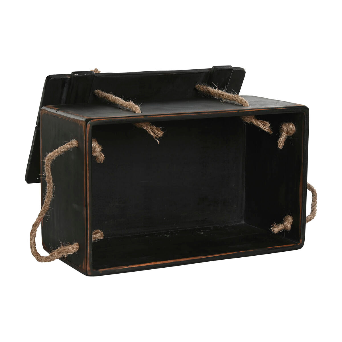 Scatole per conservare Home ESPRIT Nero Legno di abete 38 x 24 x 20 cm 3 Pezzi
