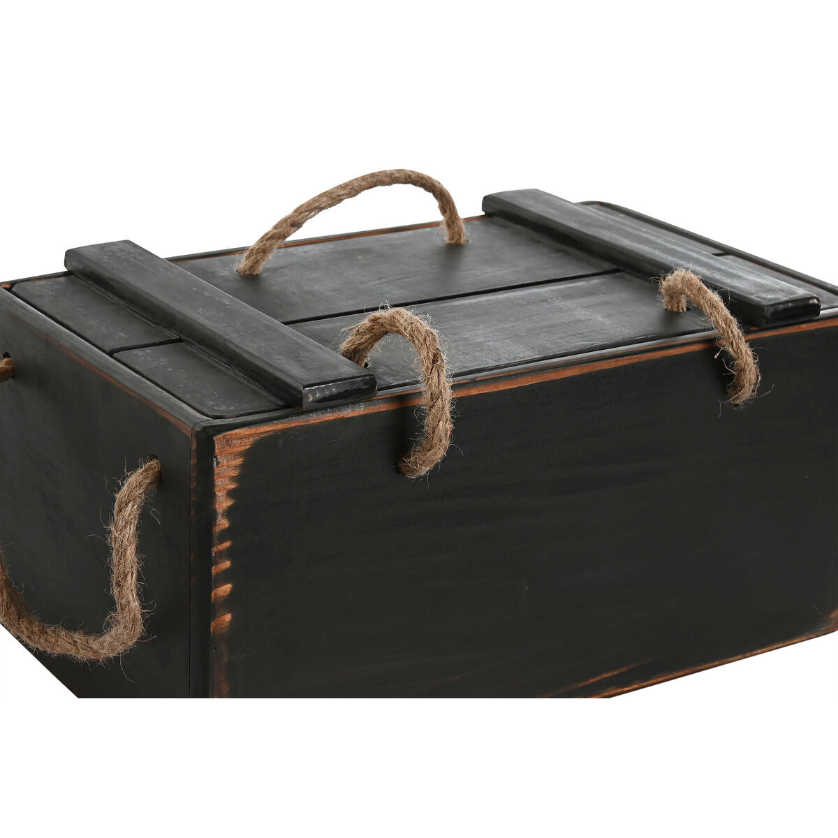 Scatole per conservare Home ESPRIT Nero Legno di abete 38 x 24 x 20 cm 3 Pezzi