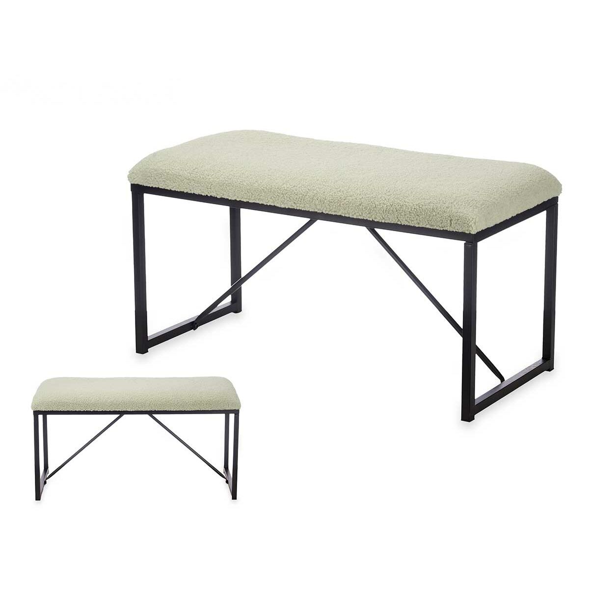 Panca Verde Metallo Stoffa 81 x 42 x 38 cm