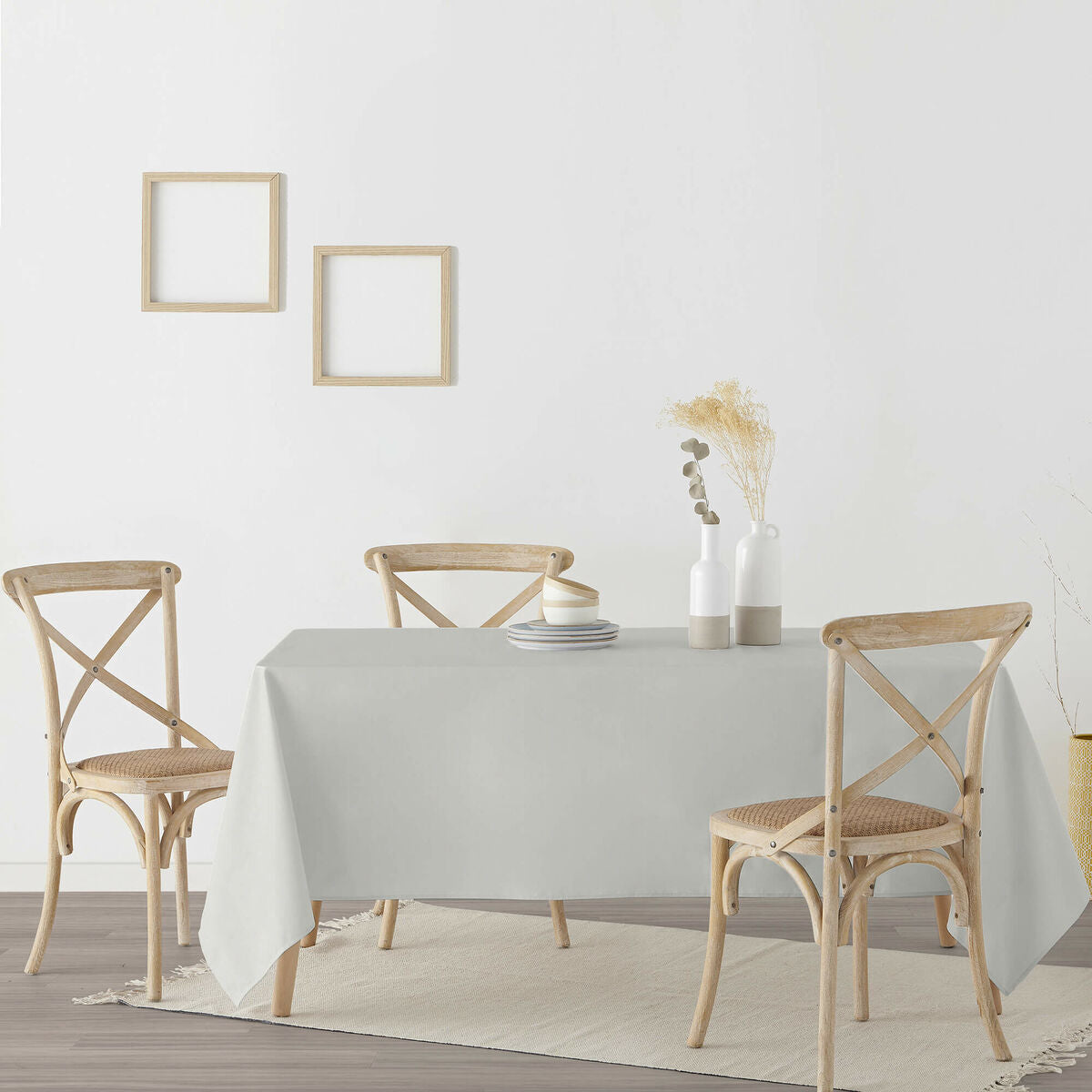 Tovaglia in resina antimacchia Belum Rodas 2716 Grigio chiaro 140 x 140 cm