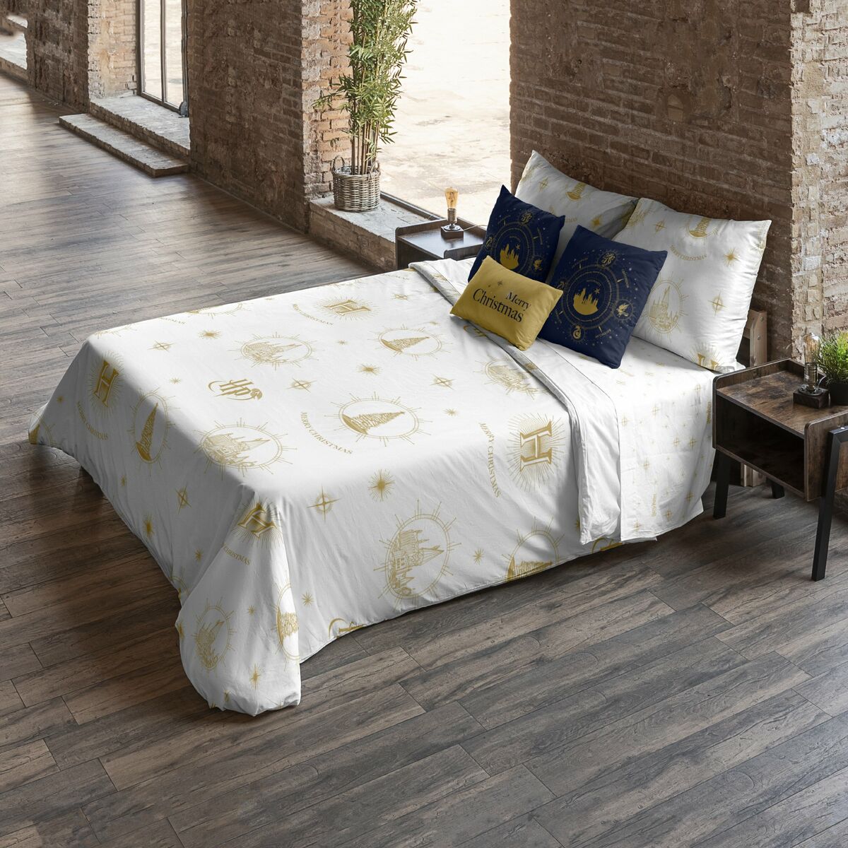 Copripiumino Harry Potter Hogwarts Gold Christmas 180 x 220 cm Singolo
