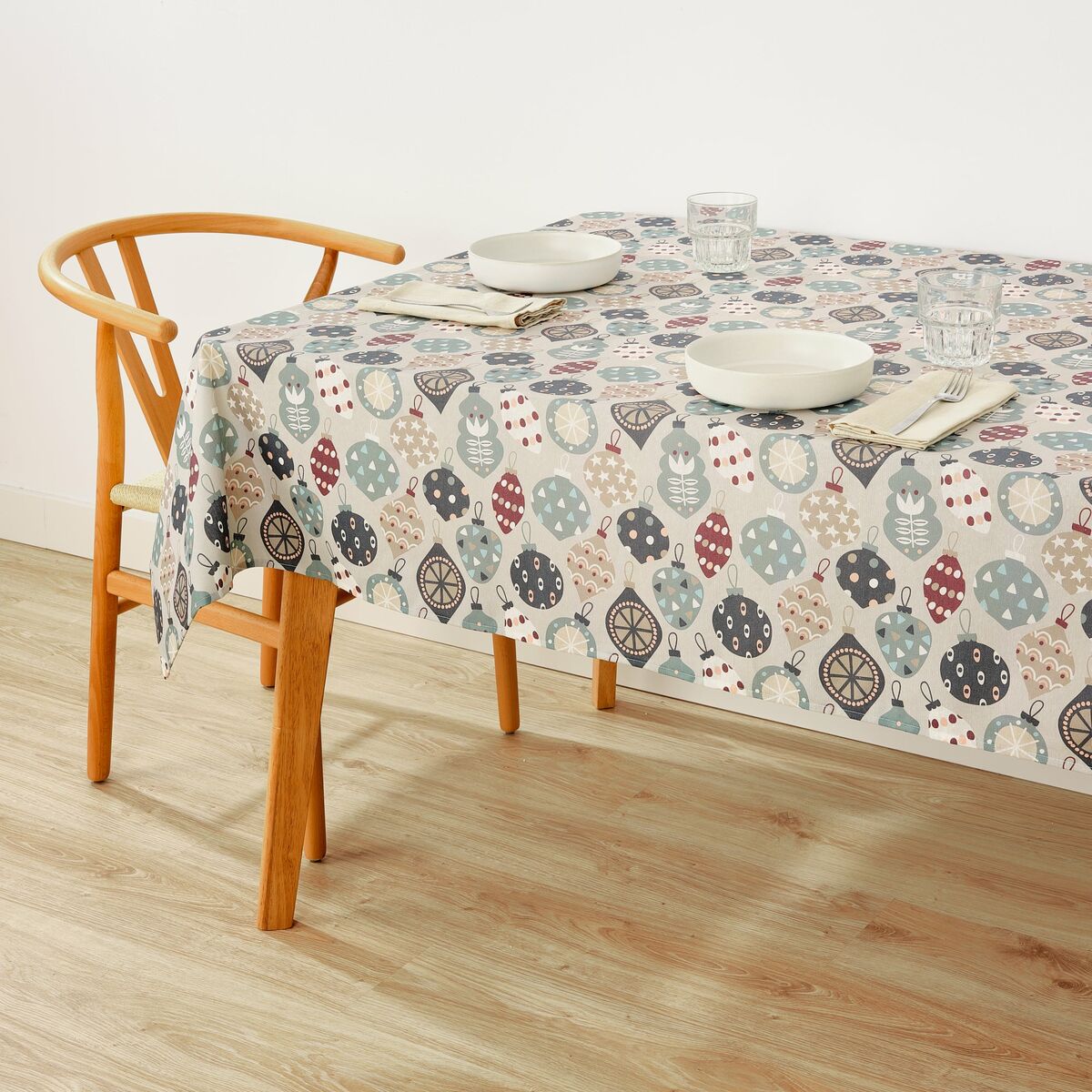 Tovaglia in resina antimacchia Mauré Merry Christmas 140 x 140 cm
