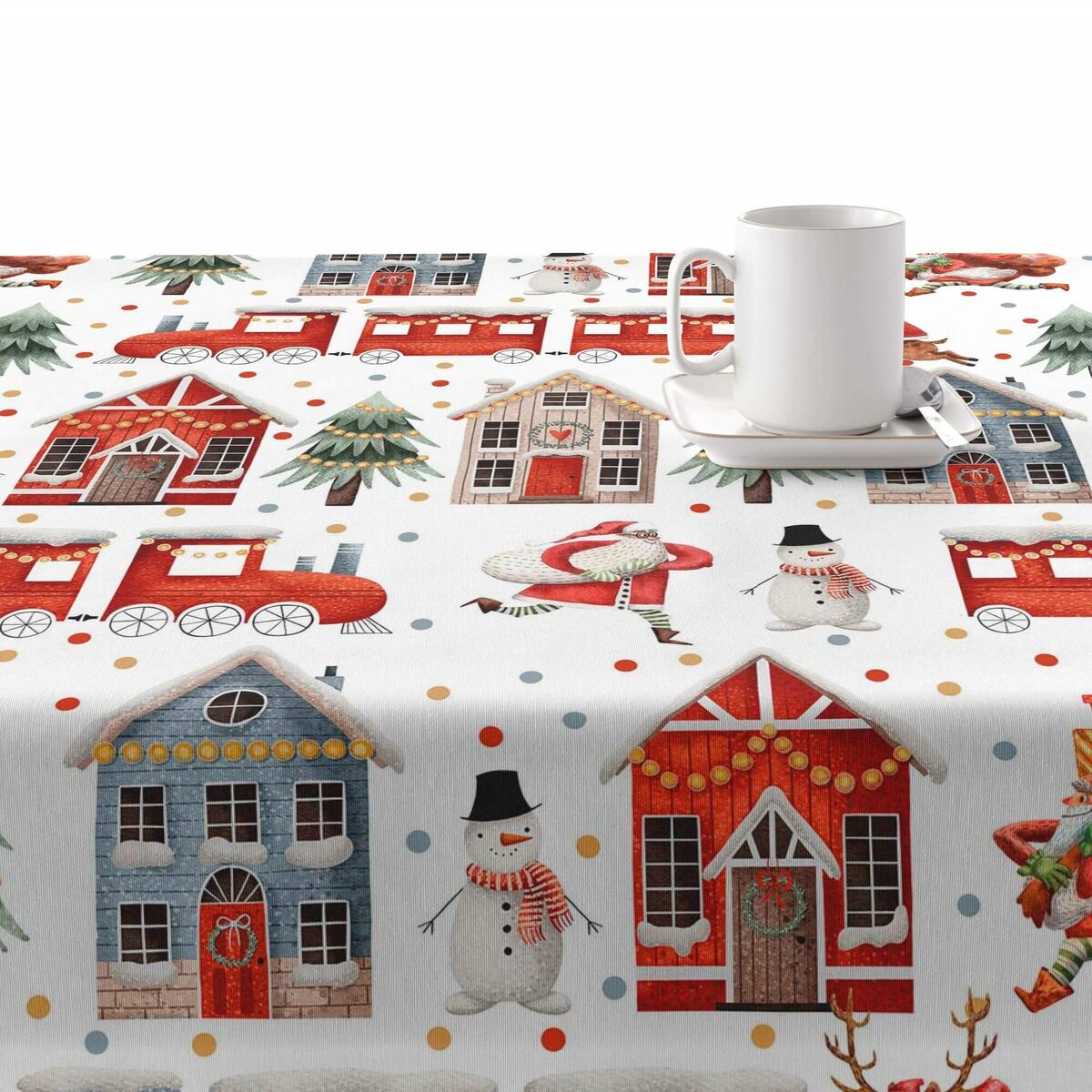 Tovaglia in resina antimacchia Mauré Merry Christmas 300 x 140 cm