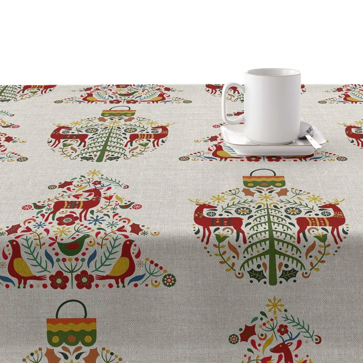Tovaglia in resina antimacchia Mauré Merry Christmas 200 x 140 cm