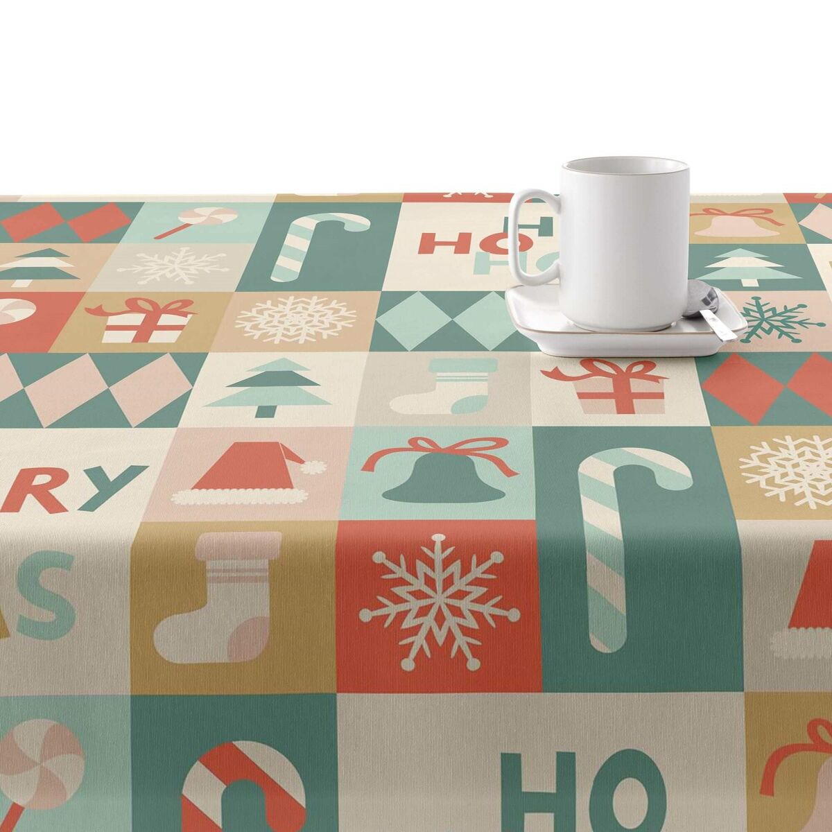Tovaglia in resina antimacchia Mauré Merry Christmas 100 x 140 cm