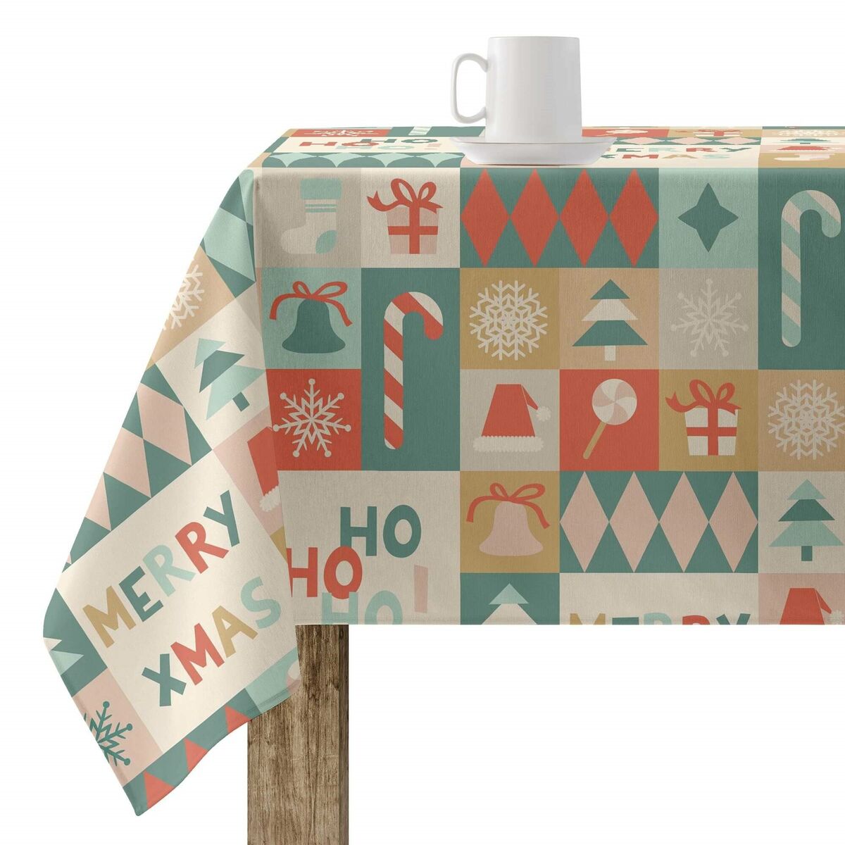 Tovaglia in resina antimacchia Mauré Merry Christmas 250 x 140 cm