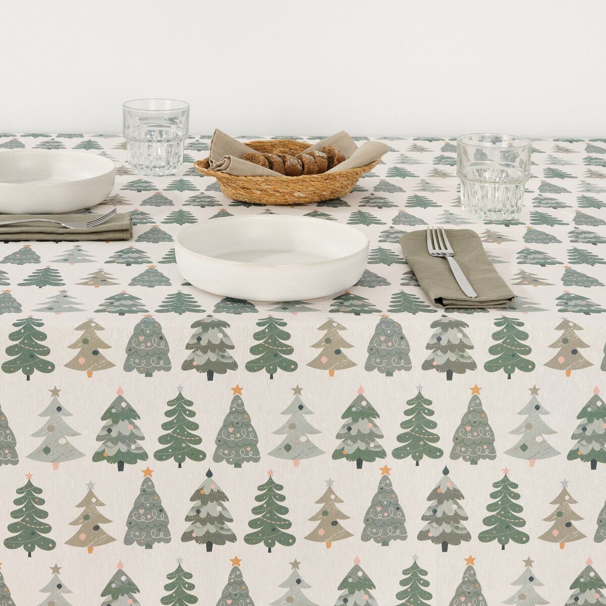 Tovaglia in resina antimacchia Mauré Merry Christmas 140 x 140 cm