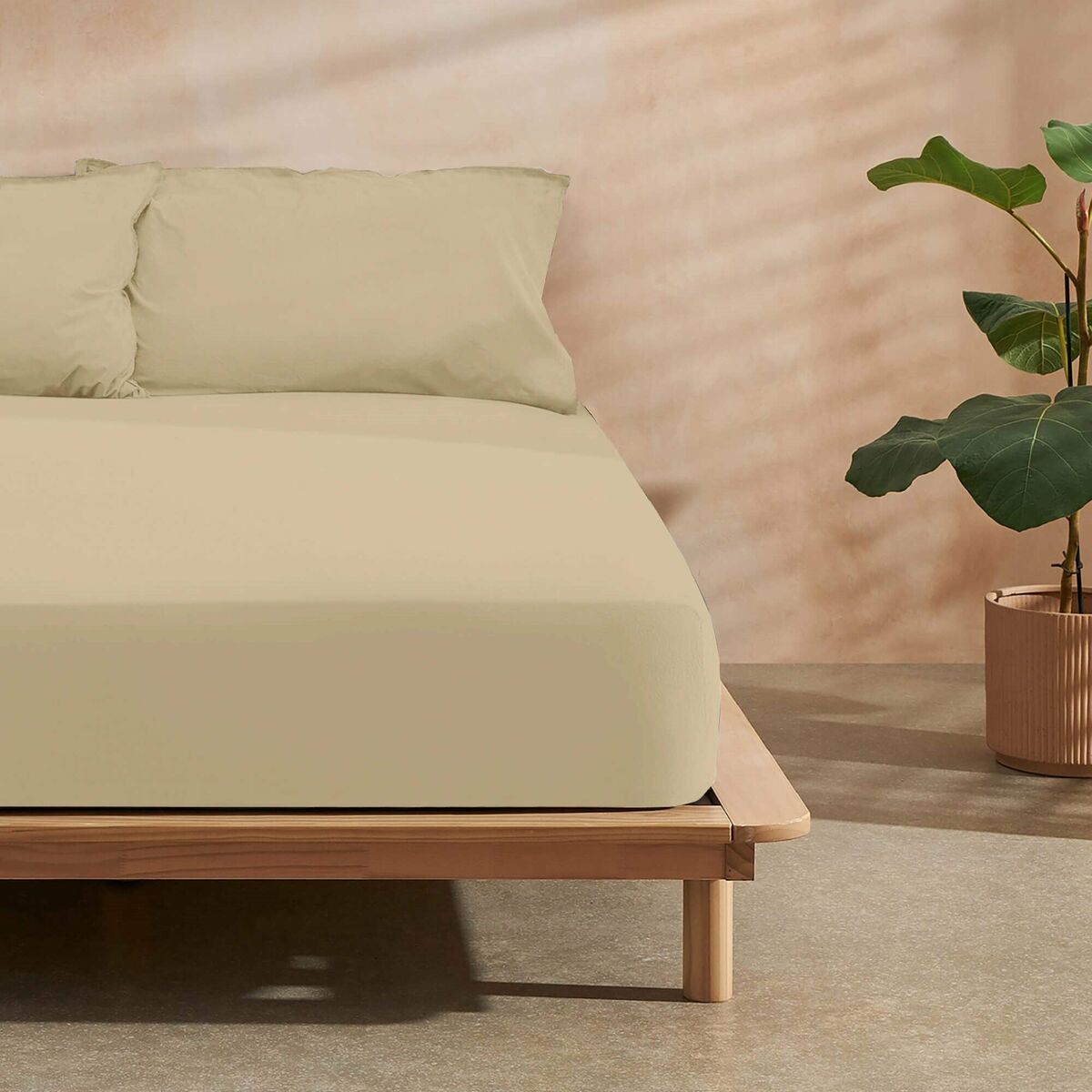 Lenzuolo con angoli aderenti Belum Liso Taupé 140 x 200 cm Liscio