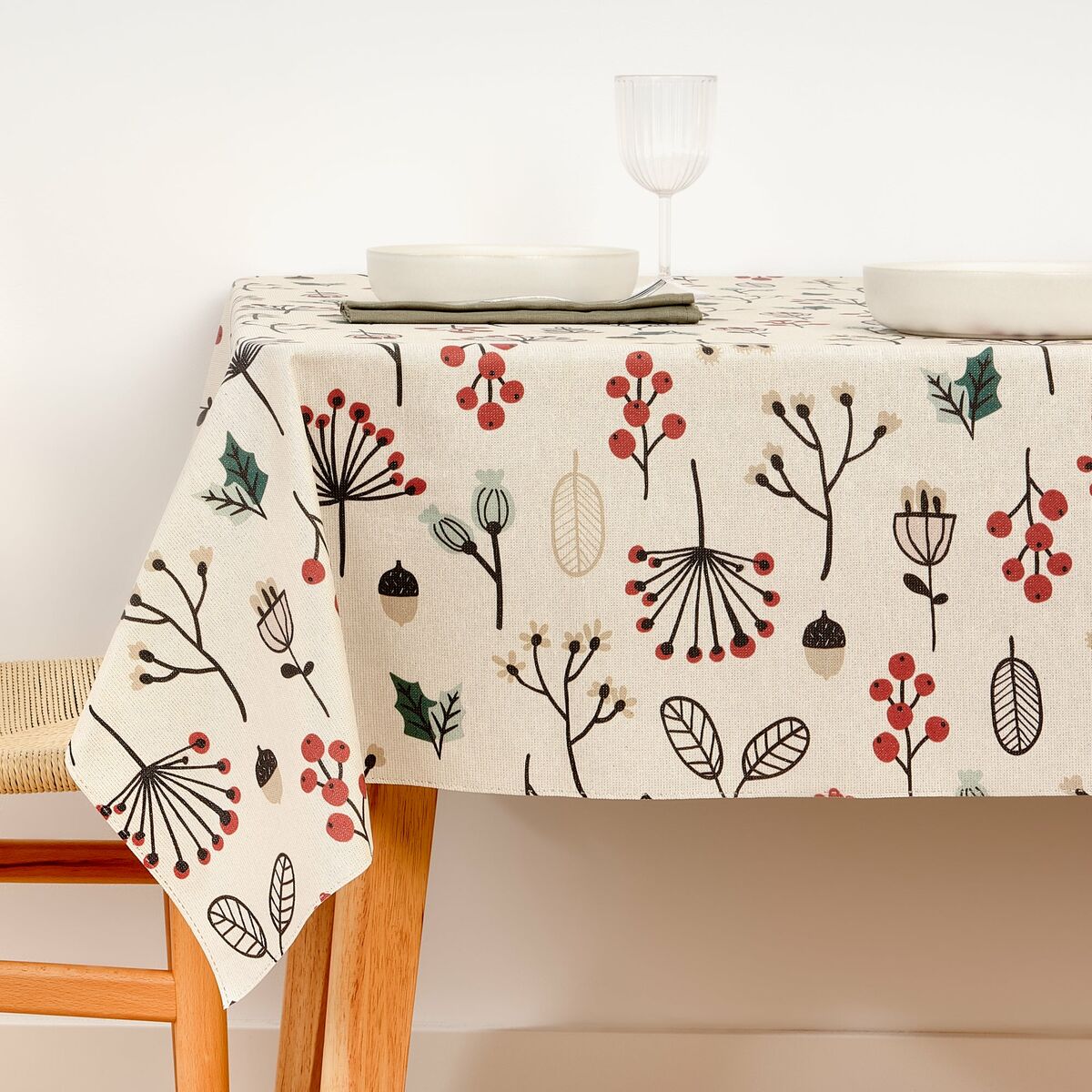 Tovaglia in resina antimacchia Mauré Merry Christmas 140 x 140 cm