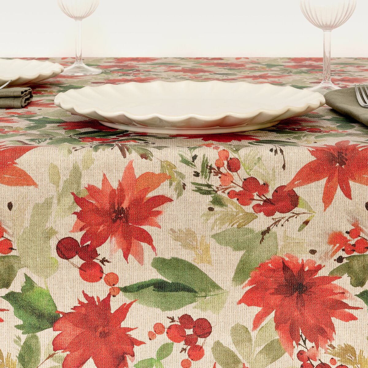 Tovaglia in resina antimacchia Mauré Merry Christmas 300 x 140 cm