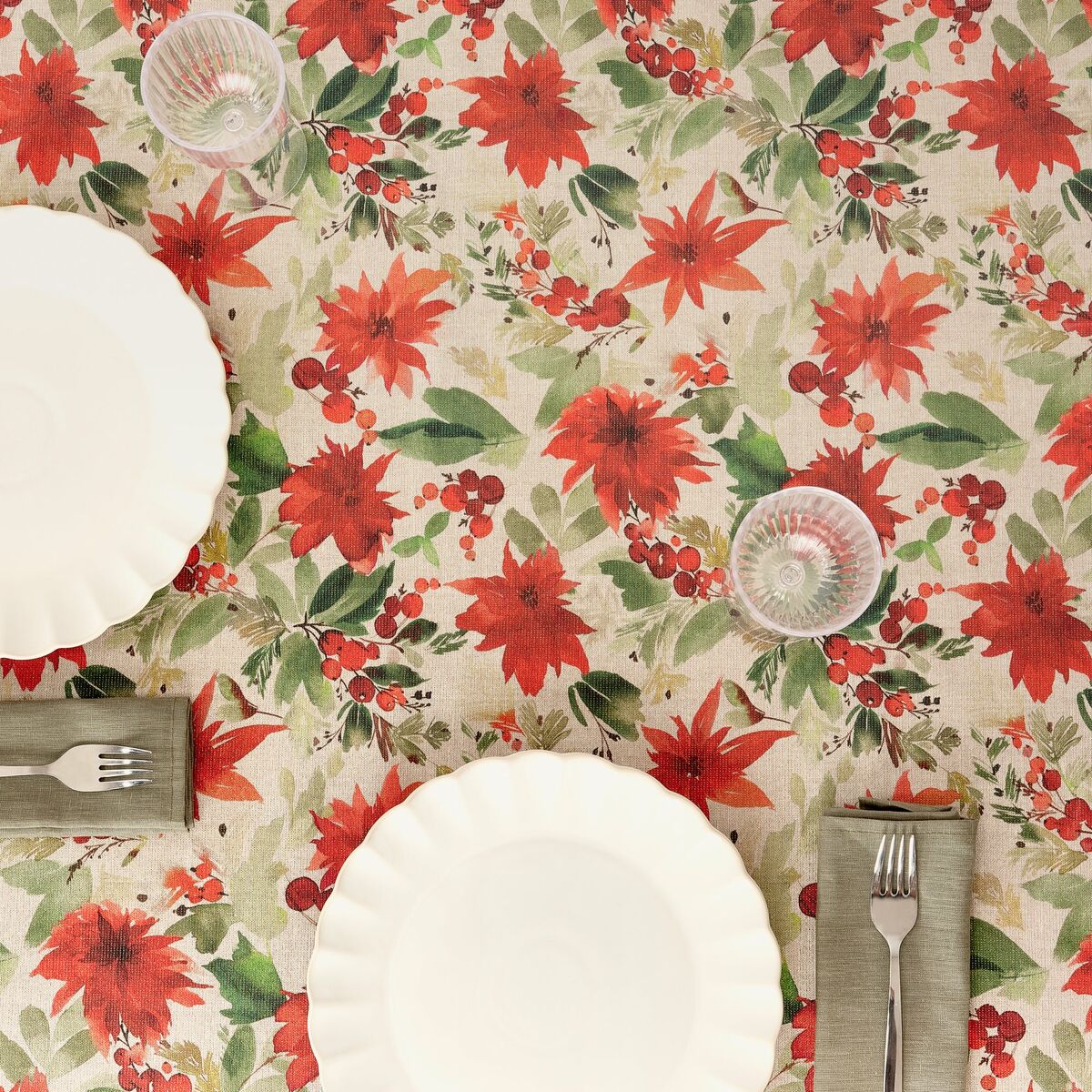Tovaglia in resina antimacchia Mauré Merry Christmas 300 x 140 cm