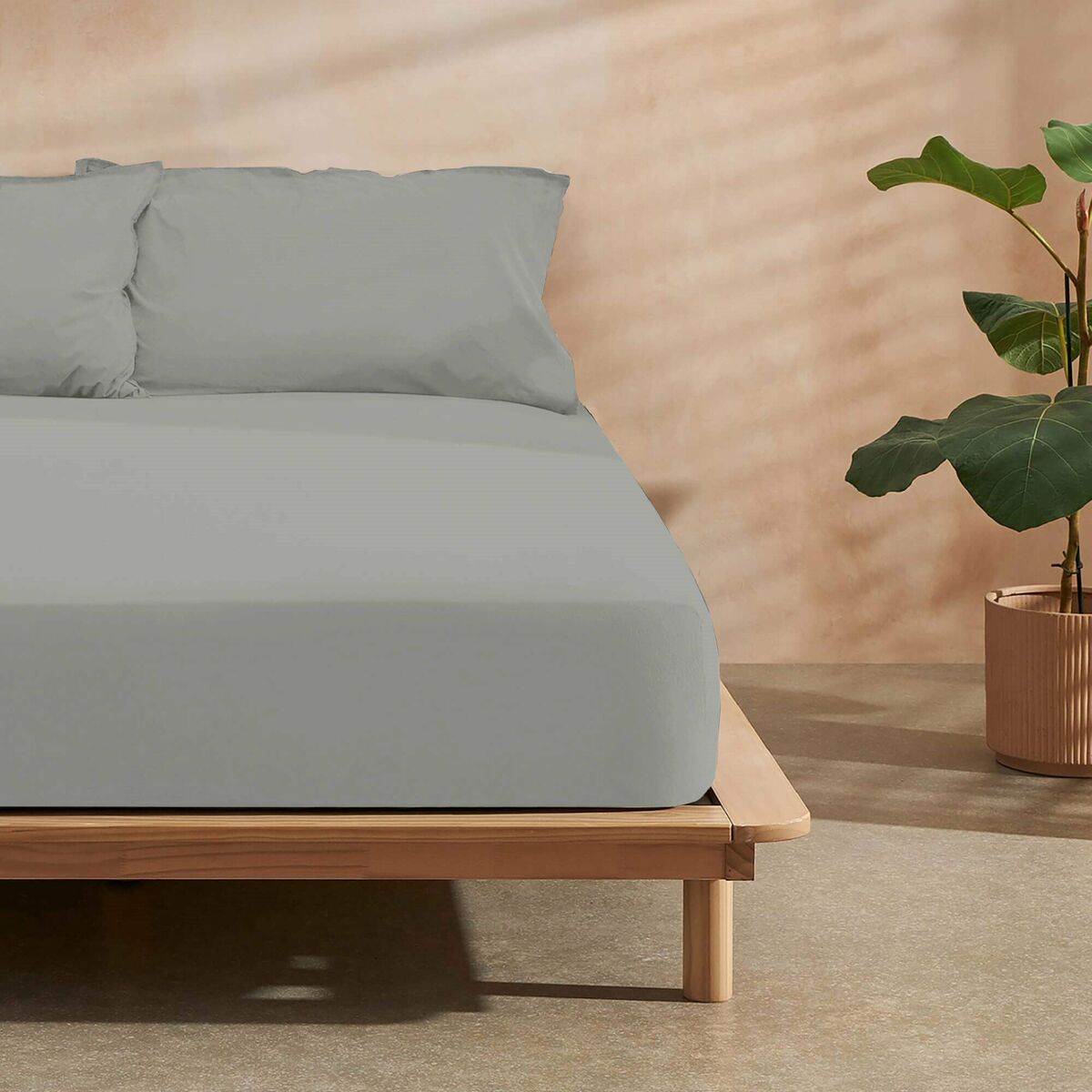Lenzuolo con angoli aderenti Belum Liso Acciaio 200 x 200 cm Liscio