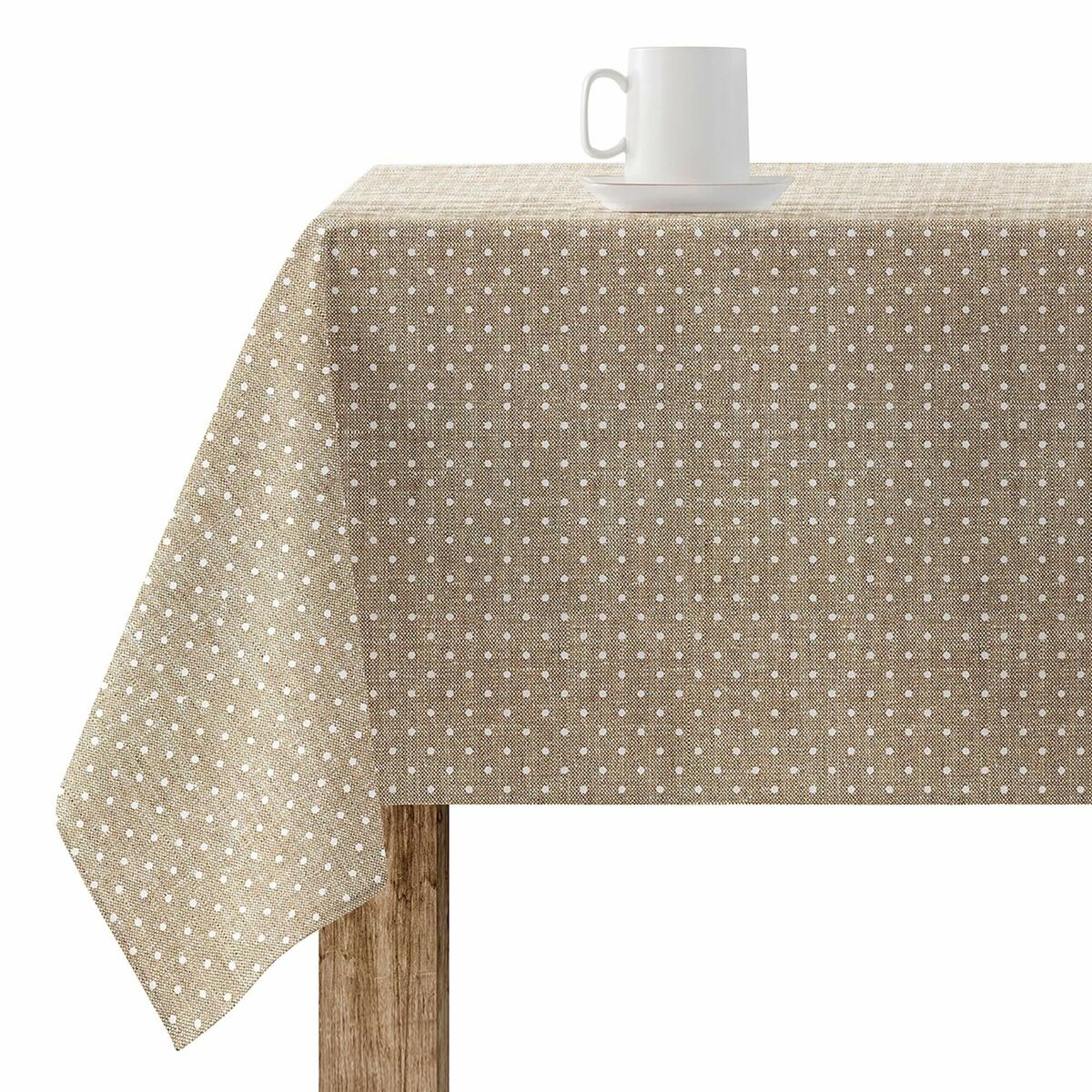 Tovaglia in resina antimacchia Belum Plumeti Bianco 140 x 140 cm