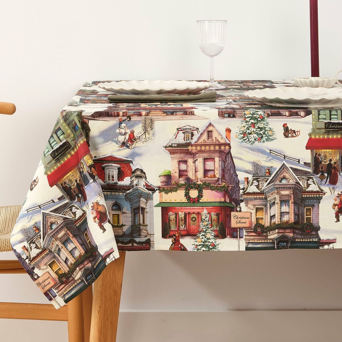 Tovaglia in resina antimacchia Mauré Christmas City 200 x 140 cm