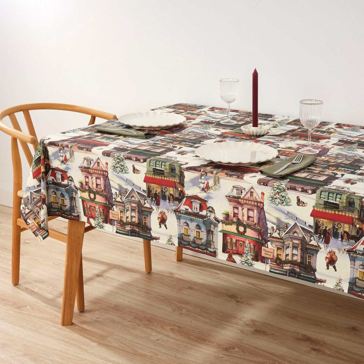 Tovaglia in resina antimacchia Mauré Christmas City 200 x 140 cm