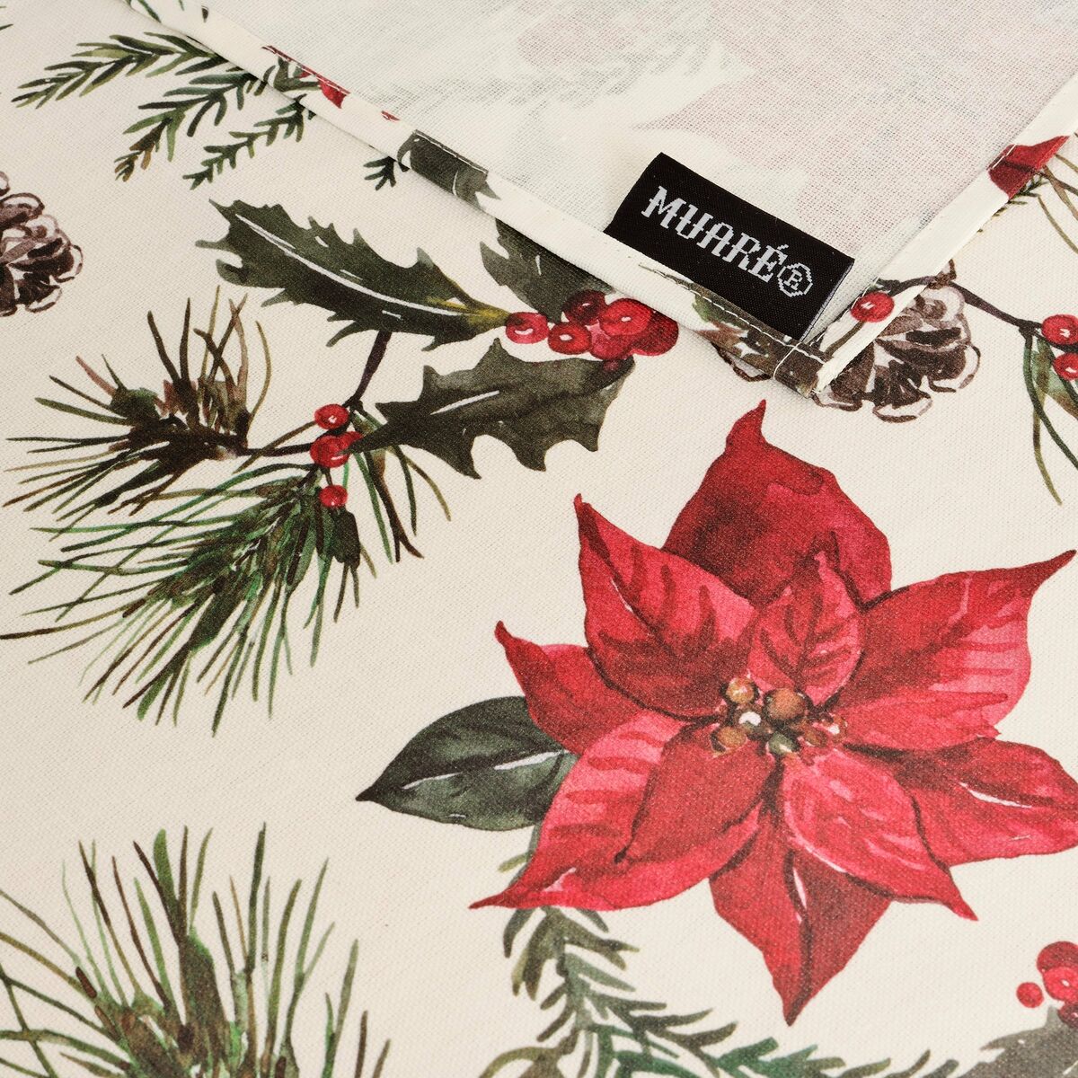 Tovaglia in resina antimacchia Mauré Christmas Flowers 140 x 140 cm