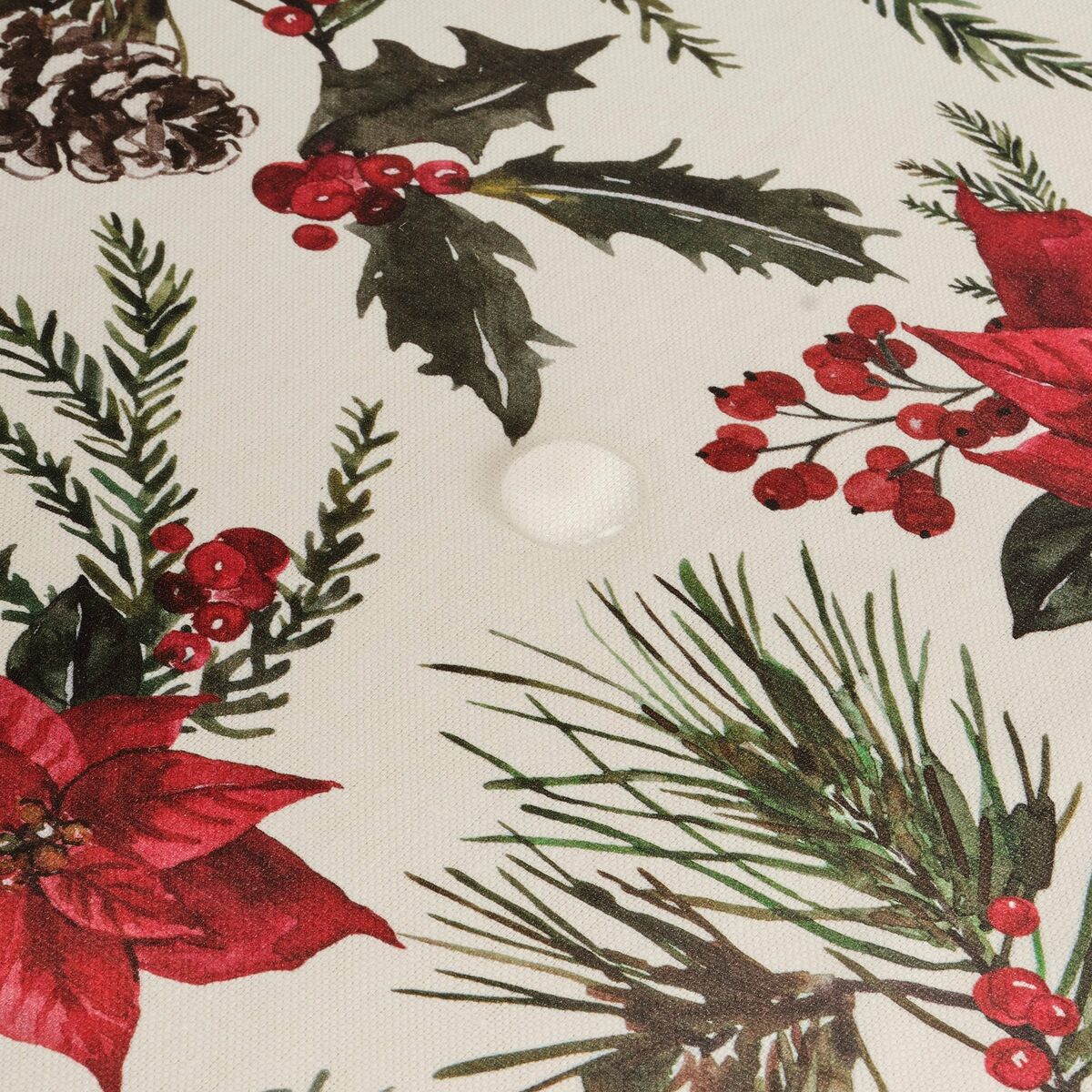 Tovaglia in resina antimacchia Mauré Christmas Flowers 140 x 140 cm