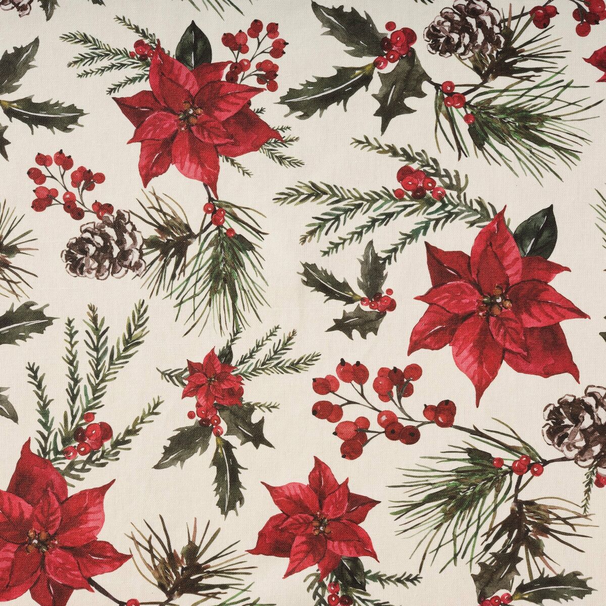 Tovaglia in resina antimacchia Mauré Christmas Flowers 140 x 140 cm