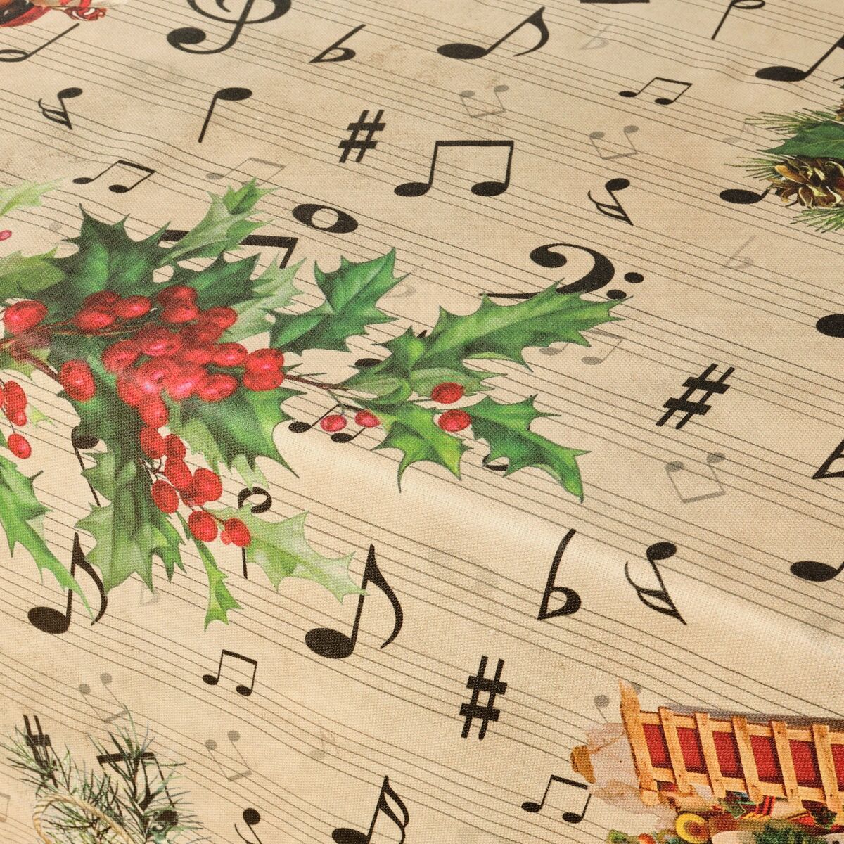 Tovaglia in resina antimacchia Mauré Christmas Sheet Music 250 x 140 cm