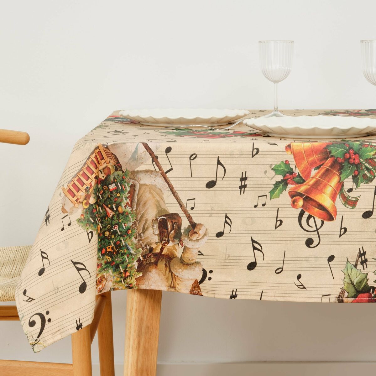 Tovaglia in resina antimacchia Mauré Christmas Sheet Music 300 x 140 cm