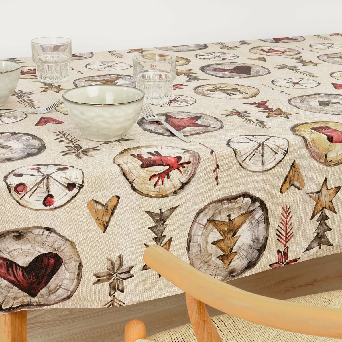Tovaglia in resina antimacchia Mauré Wooden Christmas 100 x 140 cm
