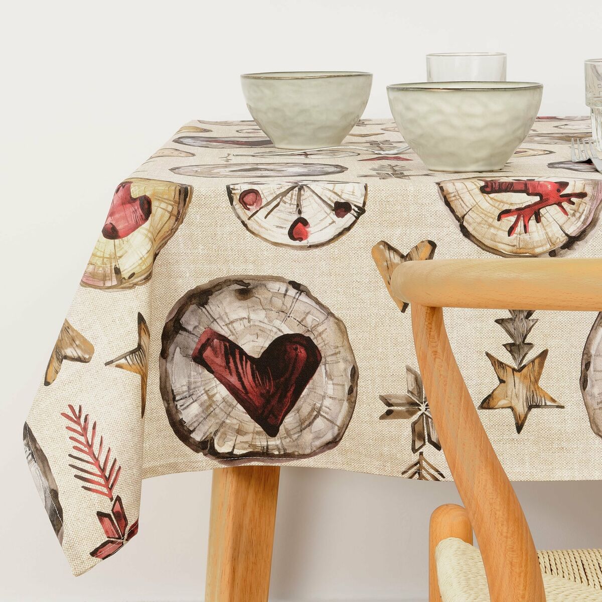 Tovaglia in resina antimacchia Mauré Wooden Christmas 250 x 140 cm