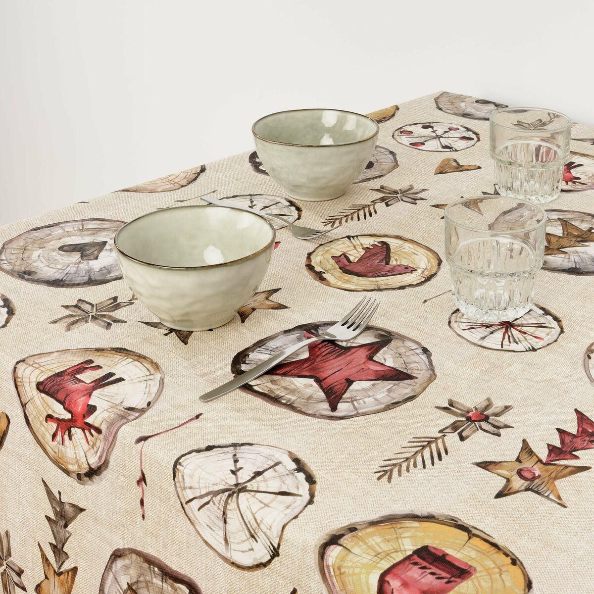 Tovaglia in resina antimacchia Mauré Wooden Christmas 250 x 140 cm