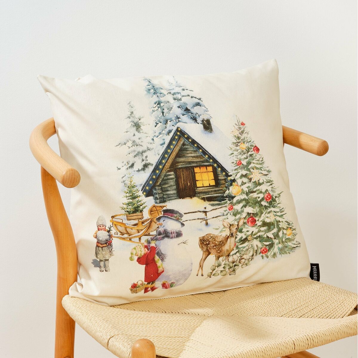 Fodera per cuscino Muaré Christmas Landscape 50 x 50 cm