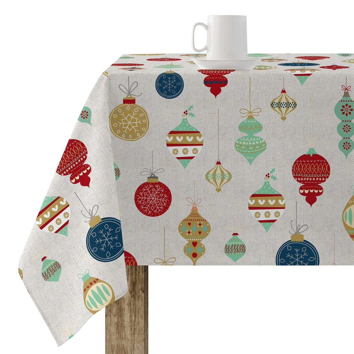 Tovaglia in resina antimacchia Mauré Merry Christmas 140 x 140 cm