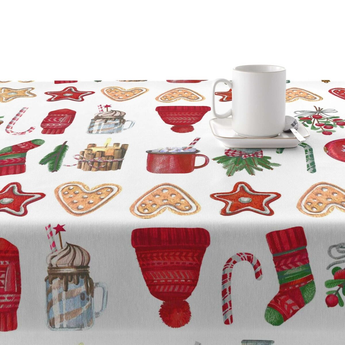 Tovaglia in resina antimacchia Mauré Merry Christmas 200 x 140 cm