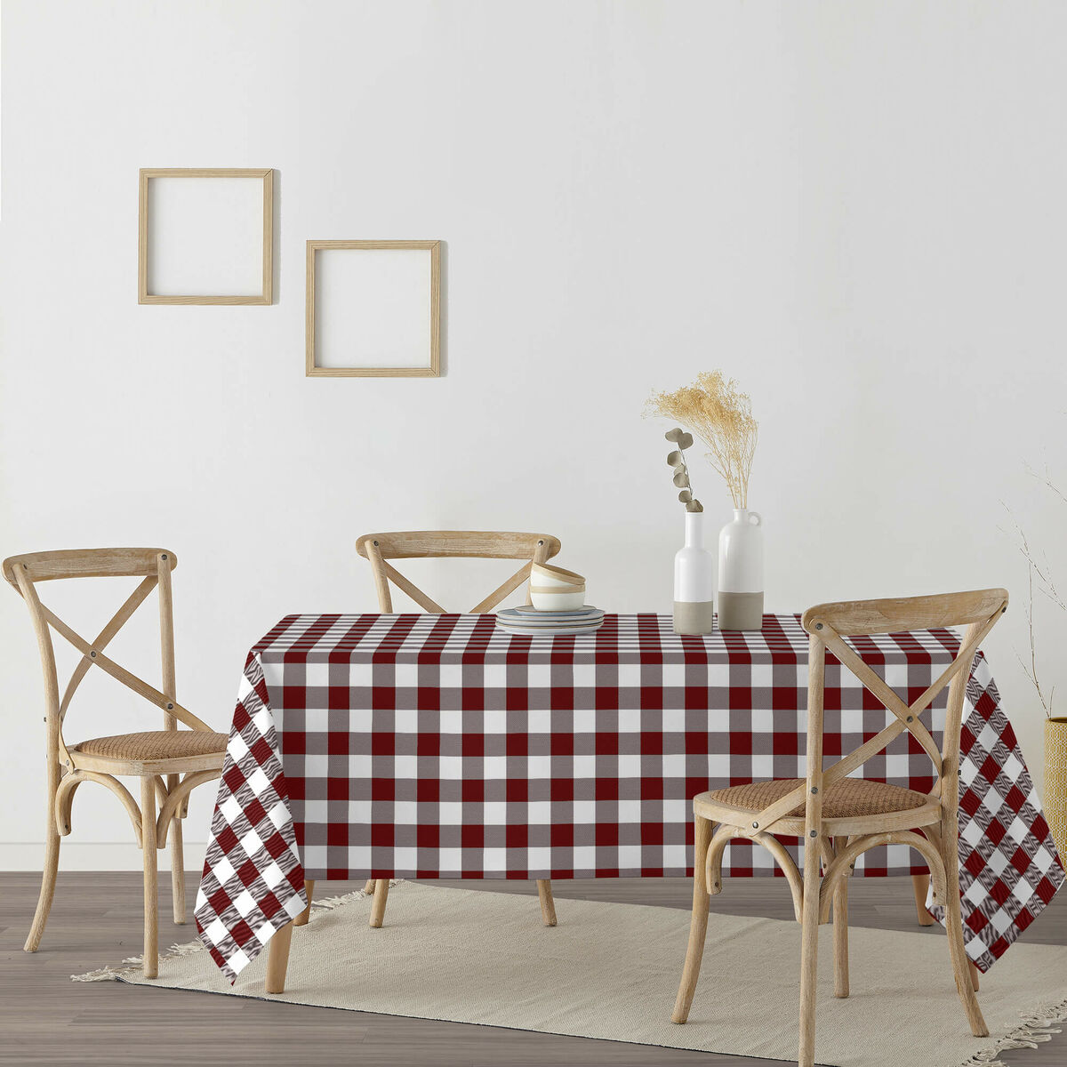 Tovaglia in resina antimacchia Belum Rosso Granato 140 x 140 cm Quadri